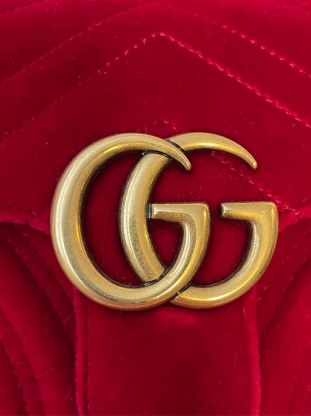 Authentic Mini Gucci Velvet Marmont Bag, Red
